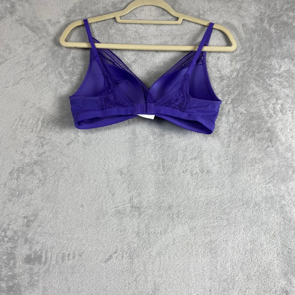 Knix LuxeLift Wireless Lace Bra Purple Floral Bralette Size L Adjustable Straps - Picture 2 of 5